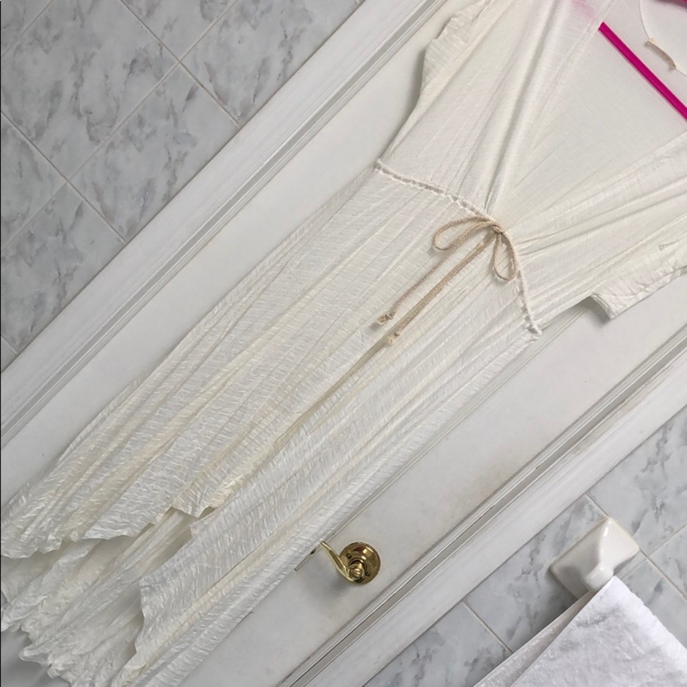 IVORY KNIT HIGH LOW BOHO CARDIGAN COVER UP - Picture 7 of 8